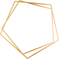 Abstract Golden Geometric Shape With Intersecting Lines On White Background