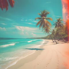 Obraz premium tropical beach with palm tree