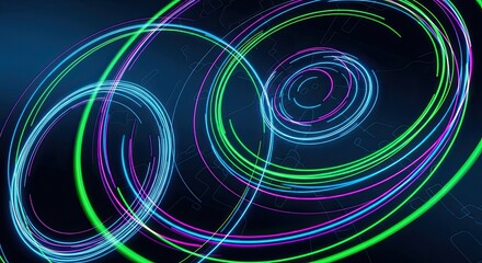 Dynamic futuristic digital interface showcasing complex data analytics and network connections with vibrant glowing charts and graphs in a modern dark room