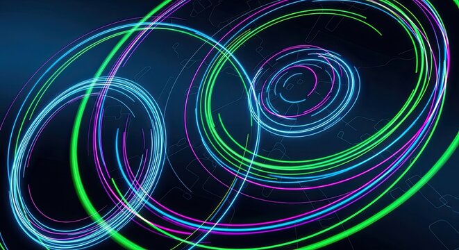 Dynamic futuristic digital interface showcasing complex data analytics and network connections with vibrant glowing charts and graphs in a modern dark room