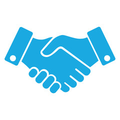 Blue handshake deal agreement icon