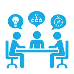 Blue work planning meeting icon