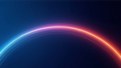 Abstract glowing ring with blue and orange light trails in dark space