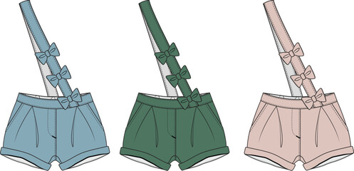 Colorful Baby Shorts with Bows Vector Illustration