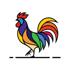 Vibrant Geometric Rooster Graphic Design Colorful Chicken Logo