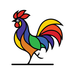 Vibrant Geometric Rooster Graphic Design Colorful Chicken Logo