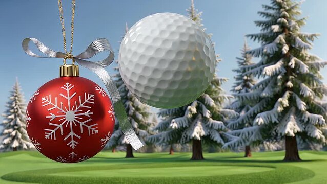 Golf Ball Designed to Resemble a Hanging Christmas Tree Ornament  Rendered in