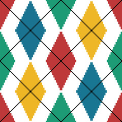 8 bit style diamond shapes Christmas Pattern