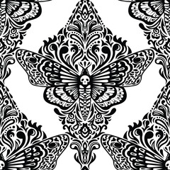 Death's-Head Hawkmoth Seamless Pattern