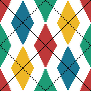 8 bit style diamond shapes Christmas Pattern
