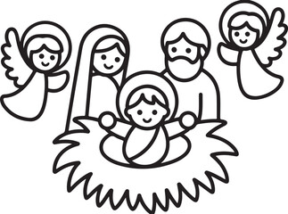 Nativity Scene with Holy Family and Angels baby jesus