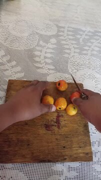 Mexican tejocote fruit, used to make preserves and punch