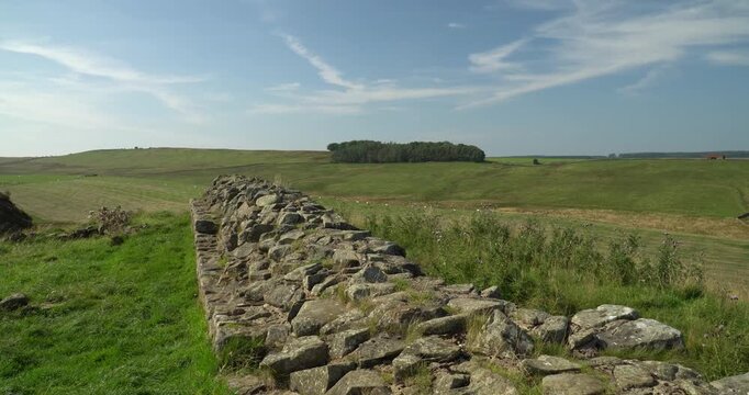 Hadrian's Wall - Aerial View - England, Northumberland, Melkridge, United Kingdom