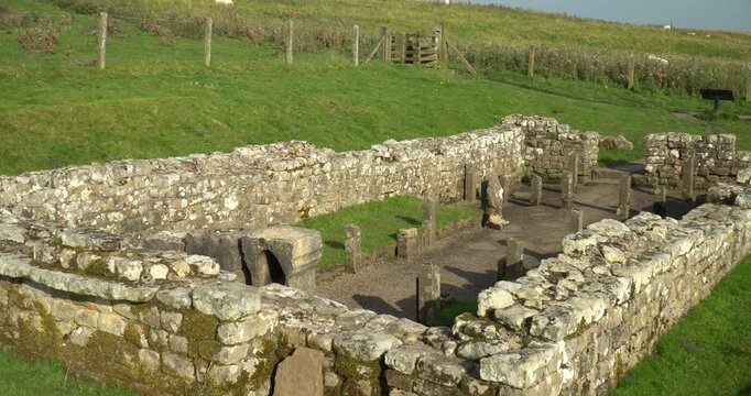 Roman Temple of Mithras at Crawburgh Roman Fort, on Hadrian's Wall Path near Carraw, Northumberland, UK