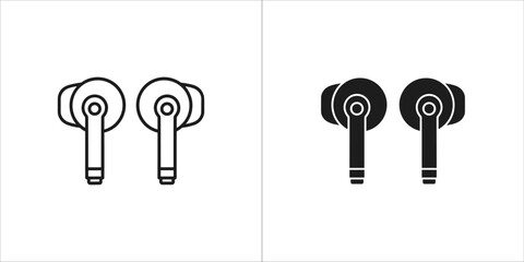 Outline and solid black silhouette of earbuds