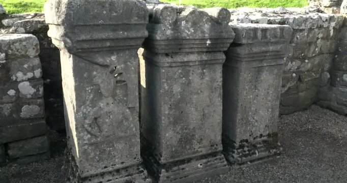 Roman Temple of Mithras at Crawburgh Roman Fort, on Hadrian's Wall Path near Carraw, Northumberland, UK