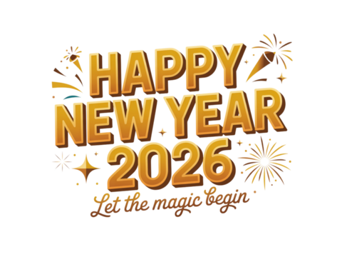 Celebrate New Year 2026 with golden fireworks and festive cheer, wishing everyone happiness and success for the upcoming year, let the magic begin!