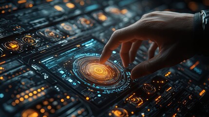 High Tech Futuristic Interface with Holographic Display