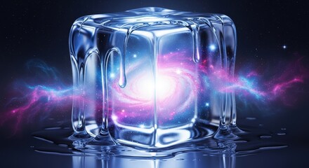 Ice Cube with Neon Light Effect