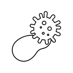 Outline drawing of virus attacking a white blood cell on transparent background