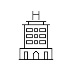 Illustration of a building with a hotel symbol on top on transparent background
