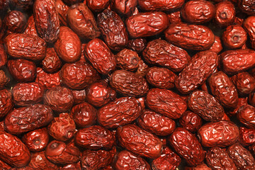 Close-up of plump red jujube fruits


