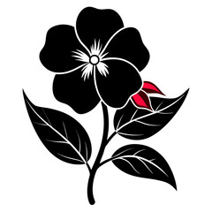 impatiens flower silhouette on white background