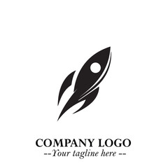 Rocket Logo Symbol in Black on the White Background with Modern Futuristic Space Design