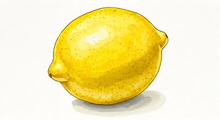 A vibrant watercolor illustration of a whole lemon, its texture and highlights vividly rendered
