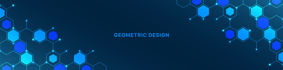 Abstract technology background and design element with hexagons pattern and geometric shapes