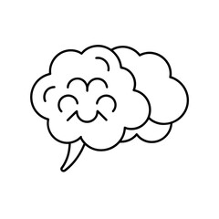 Stylized brain with a happy facial expression art on transparent background