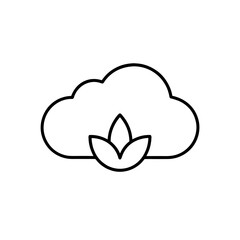 Outline drawing of a cloud with plant underneath on transparent background