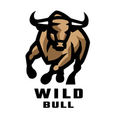 Silhouette of an aggressive bull.