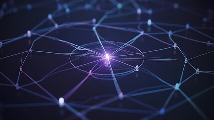 Abstract network of glowing nodes and lines on a dark background
