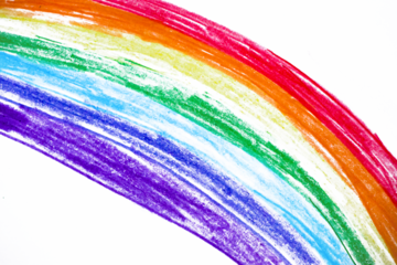 Cute Nursery Illustration of Hand Drawn Rainbow. No Background. Crayon Drawing-Like Infantile Style Rainbow. Childish Scribbles. Doodle Rainbow. Naive Drawing.