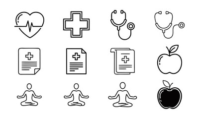 Healthcare and Medical Line Icons – Doctor, Treatment and Hospital Services Vector Set