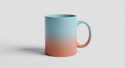 Fototapeta premium Stylish Ombre Blue and Terracotta Ceramic Mug Mockup Isolated on White