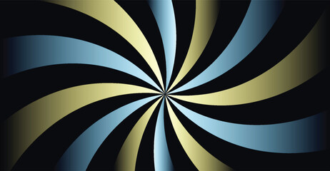 Abstract spiral pattern with blue and gold radiating from center.