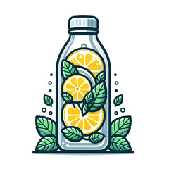 bottle of water with lemon