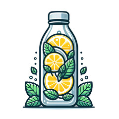 bottle of water with lemon