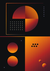 Abstract planet infographics, gradient shapes on a black background. Esoteric symbols, imitation planets.