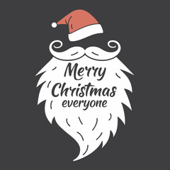 Minimalist Santa Claus Head with “Merry Christmas Everyone” Typography — Chalkboard Style Holiday Vector Illustration