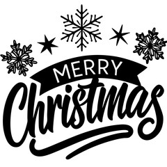 Merry Christmas and Happy New Year Green Script with Snowflakes - Festive Vector