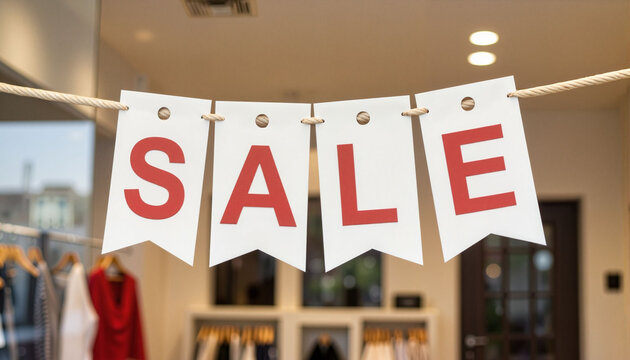 SALE sign displayed in clothing store during Boxing Day promotion   - Powered by Adobe