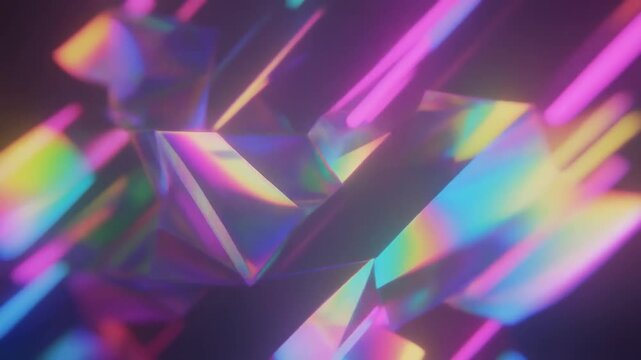 幻想的なネオンが彩る変化する幾何学模様