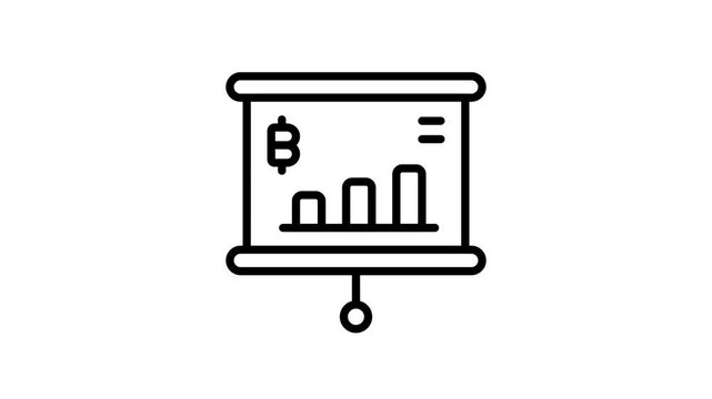 Well crafted outline animated icon of bitcoin presentation board