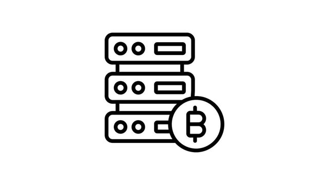 Premium linear animated icon of bitcoin server panel