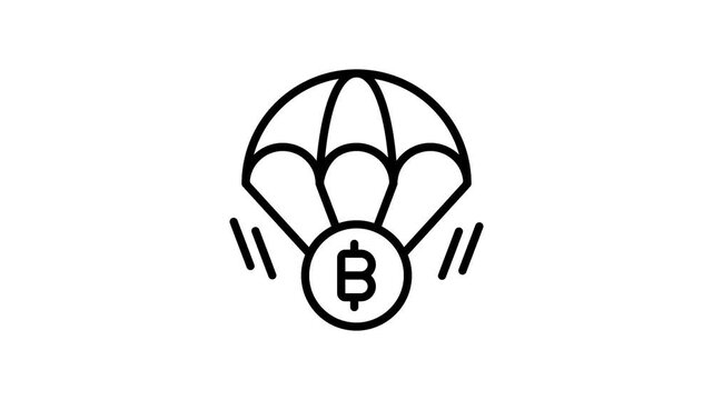 Premium outline animated icon of bitcoin airdrop delivery