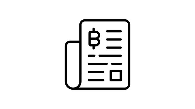 Visually appealing outline animated icon of bitcoin invoice receipt