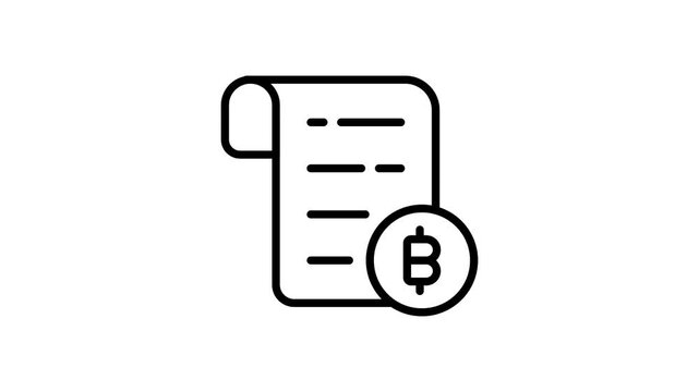 Modern linear animated icon of bitcoin statement document